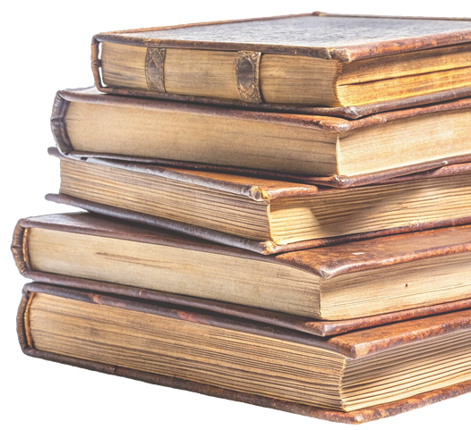 Stack of old leather-bound books